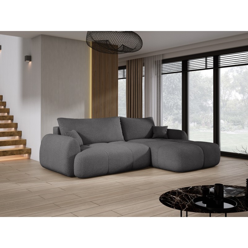 COCO Right-Hand Corner Sofa with Sleep Function, Cushions and Storage in NowOrNever 92 Grey by Stork Furniture COCO Right-Hand Corner Sofa with Sleep Function, Cushions and Storage in NowOrNever 92 Grey by Stork Furniture