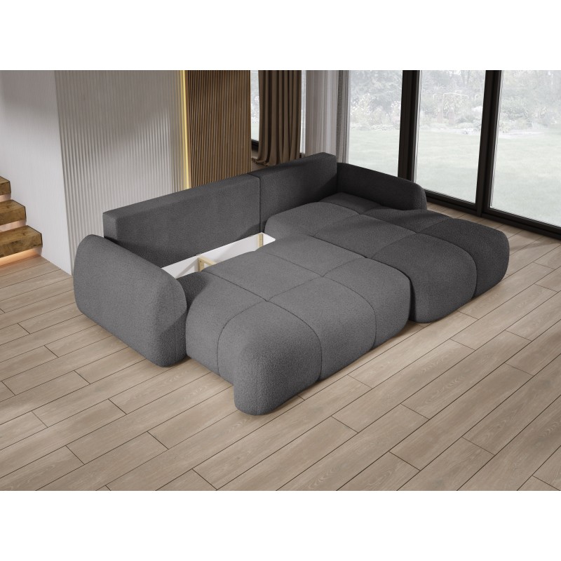 COCO Right-Hand Corner Sofa with Sleep Function, Cushions and Storage in NowOrNever 92 Grey by Stork Furniture COCO Right-Hand Corner Sofa with Sleep Function, Cushions and Storage in NowOrNever 92 Grey by Stork Furniture