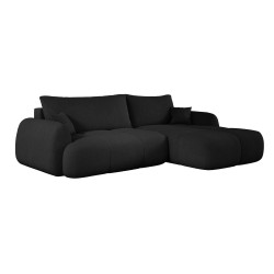 COCO Right-Handed Corner Sofa with Sleep Function, Cushions, and Storage in Graphite - NowOrNever 100 by Stork Furniture