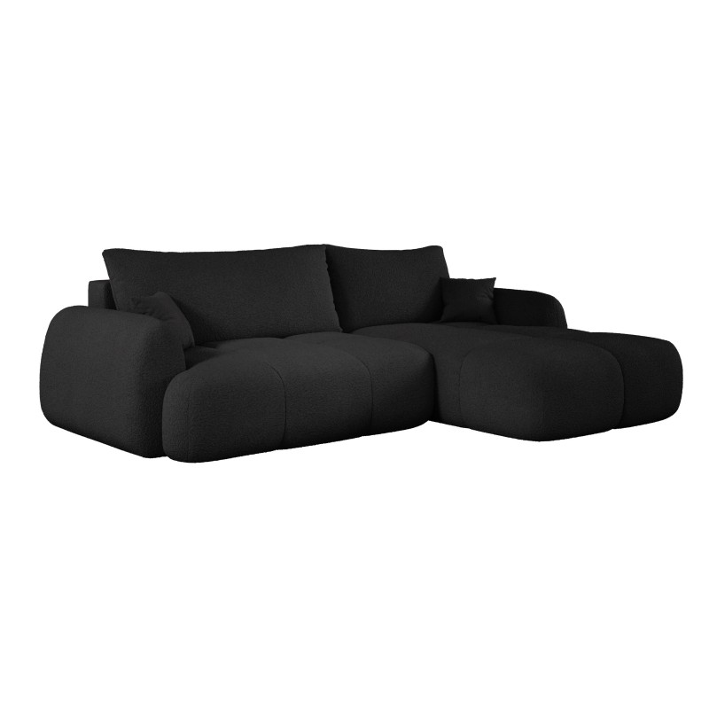 COCO Right-Handed Corner Sofa with Sleep Function, Cushions, and Storage in Graphite - NowOrNever 100 by Stork Furniture