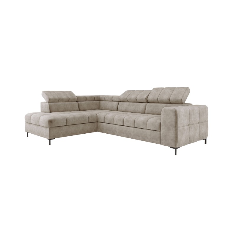 PABLO Left-Hand L-Shaped Corner Sofa in CLOUD 03 Fabric with Adjustable Headrests and Sleep Function