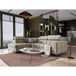 PABLO Left-Hand L-Shaped Corner Sofa in CLOUD 03 Fabric with Adjustable Headrests and Sleep Function PABLO Left-Hand L-Shaped Corner Sofa in CLOUD 03 Fabric with Adjustable Headrests and Sleep Function