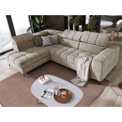 PABLO Left-Hand L-Shaped Corner Sofa in CLOUD 03 Fabric with Adjustable Headrests and Sleep Function PABLO Left-Hand L-Shaped Corner Sofa in CLOUD 03 Fabric with Adjustable Headrests and Sleep Function