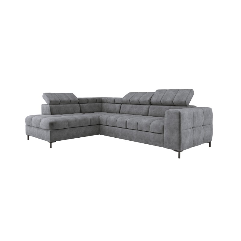 PABLO L-Shaped Left-Hand Corner Sofa in CLOUD 82 Fabric with Adjustable Headrests and Sleep Function