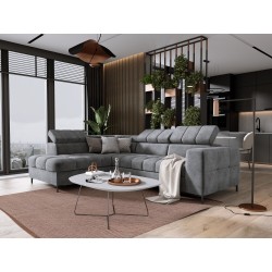 PABLO L-Shaped Left-Hand Corner Sofa in CLOUD 82 Fabric with Adjustable Headrests and Sleep Function PABLO L-Shaped Left-Hand Corner Sofa in CLOUD 82 Fabric with Adjustable Headrests and Sleep Function