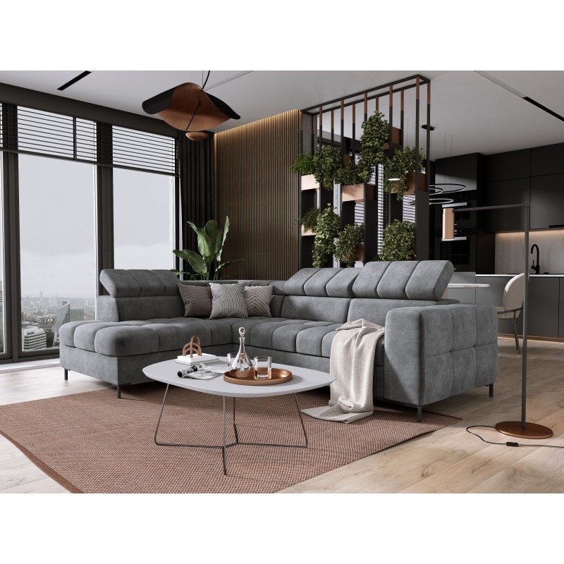 PABLO L-Shaped Left-Hand Corner Sofa in CLOUD 82 Fabric with Adjustable Headrests and Sleep Function PABLO L-Shaped Left-Hand Corner Sofa in CLOUD 82 Fabric with Adjustable Headrests and Sleep Function