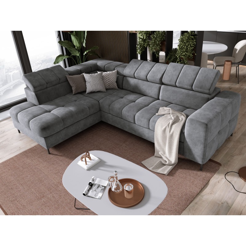 PABLO L-Shaped Left-Hand Corner Sofa in CLOUD 82 Fabric with Adjustable Headrests and Sleep Function PABLO L-Shaped Left-Hand Corner Sofa in CLOUD 82 Fabric with Adjustable Headrests and Sleep Function