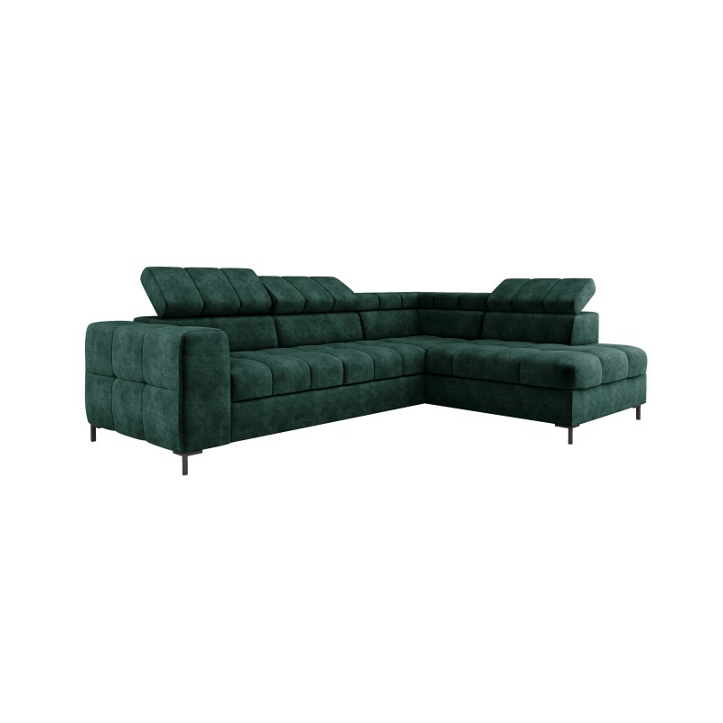 "PABLO Corner Sofa L-Shape Right Side in CLOUD 39 Fabric with Adjustable Headrests and Sleep Function"