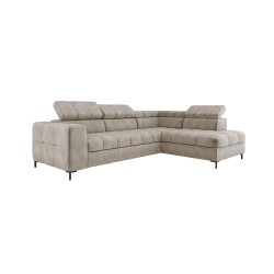 "PABLO Right-Side L-Shape Corner Sofa in CLOUD 03 Fabric with Adjustable Headrests and Sleep Function"