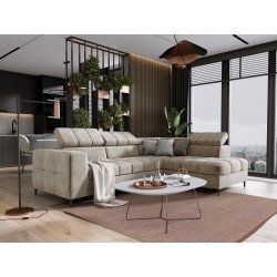"PABLO Right-Side L-Shape Corner Sofa in CLOUD 03 Fabric with Adjustable Headrests and Sleep Function" "PABLO Right-Side L-Shape Corner Sofa in CLOUD 03 Fabric with Adjustable Headrests and Sleep Function"