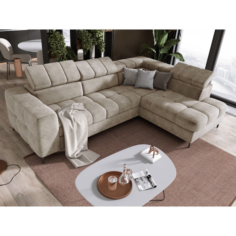 "PABLO Right-Side L-Shape Corner Sofa in CLOUD 03 Fabric with Adjustable Headrests and Sleep Function" "PABLO Right-Side L-Shape Corner Sofa in CLOUD 03 Fabric with Adjustable Headrests and Sleep Function"