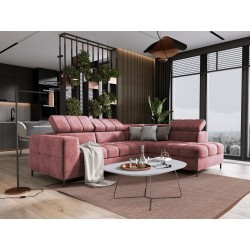 PABLO Corner Sofa in L-Shape, Right Side in CLOUD 63 Fabric with Adjustable Headrests and Sleep Function PABLO Corner Sofa in L-Shape, Right Side in CLOUD 63 Fabric with Adjustable Headrests and Sleep Function