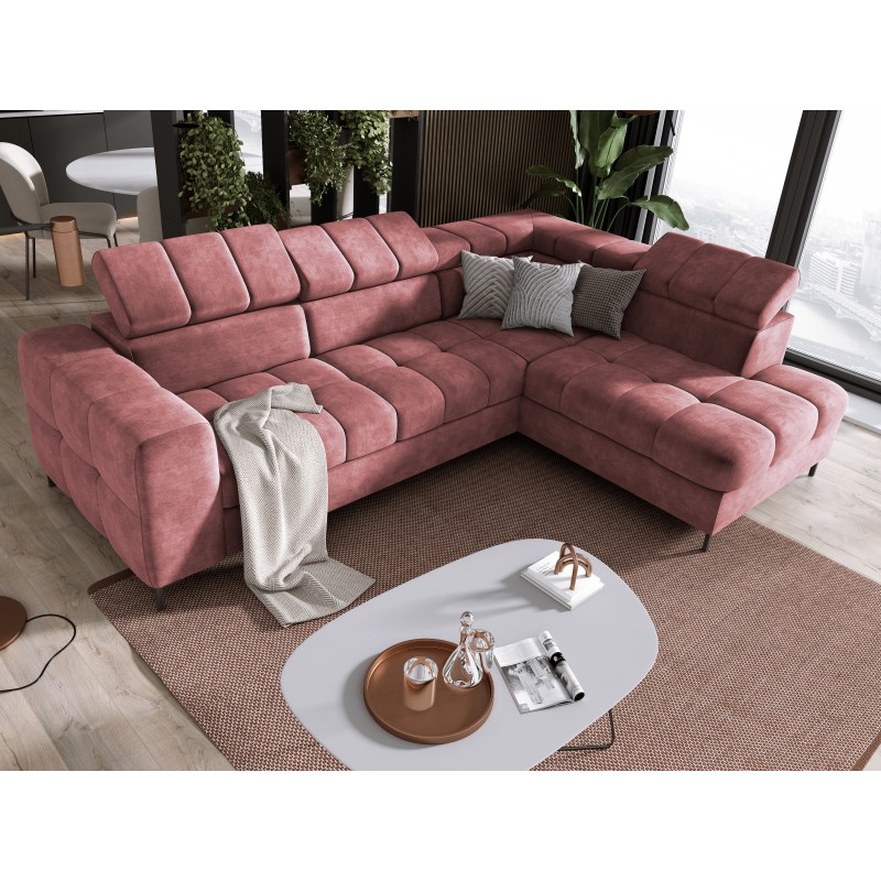 PABLO Corner Sofa in L-Shape, Right Side in CLOUD 63 Fabric with Adjustable Headrests and Sleep Function PABLO Corner Sofa in L-Shape, Right Side in CLOUD 63 Fabric with Adjustable Headrests and Sleep Function