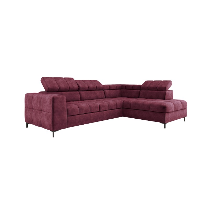 "PABLO Corner Sofa in L-Shape, Right Side in CLOUD 68 Fabric with Adjustable Headrests and Sleep Function"