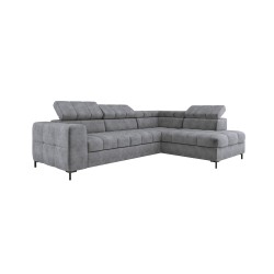 "PABLO Right-Side L-Shape Corner Sofa in CLOUD 81 Fabric with Adjustable Headrests and Sleep Function"