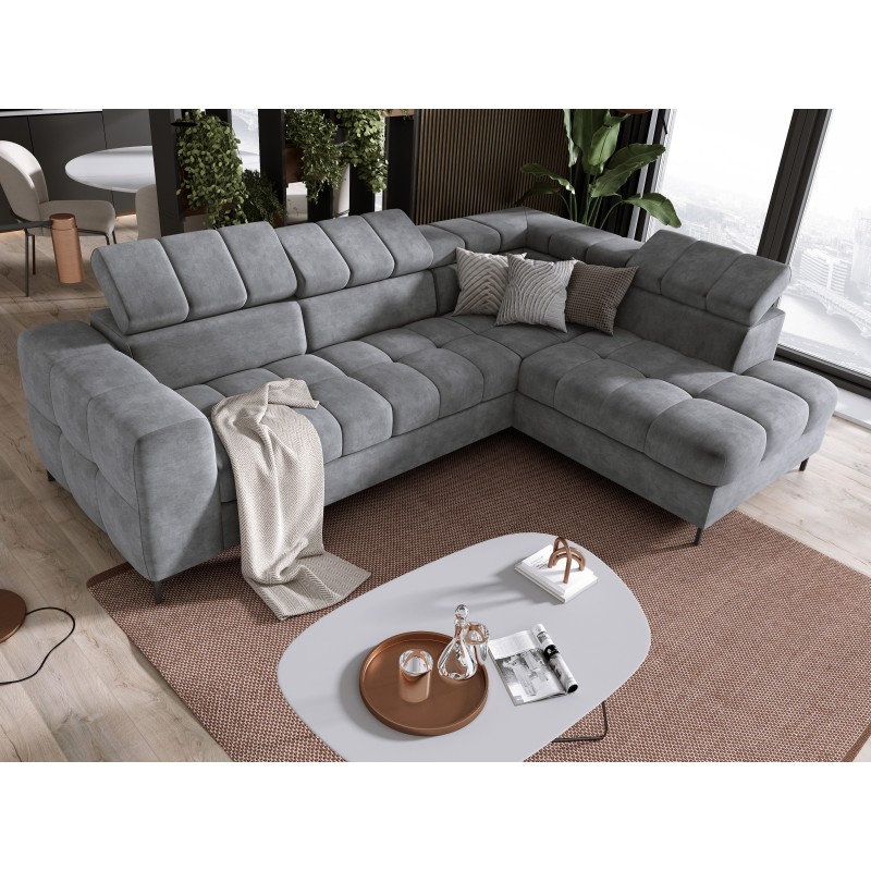 "PABLO Right-Side L-Shape Corner Sofa in CLOUD 81 Fabric with Adjustable Headrests and Sleep Function" "PABLO Right-Side L-Shape Corner Sofa in CLOUD 81 Fabric with Adjustable Headrests and Sleep Function"