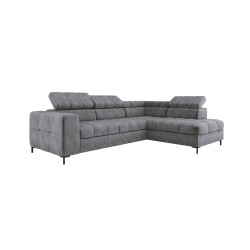 "PABLO Corner Sofa in L-Shape, Right Side, Upholstered in CLOUD 82 Fabric with Adjustable Headrests and Sleeping Function"