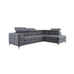 "PABLO Corner Sofa with Right-Hand L-Shape in CLOUD 91 Fabric with Adjustable Headrests and Sleep Function"