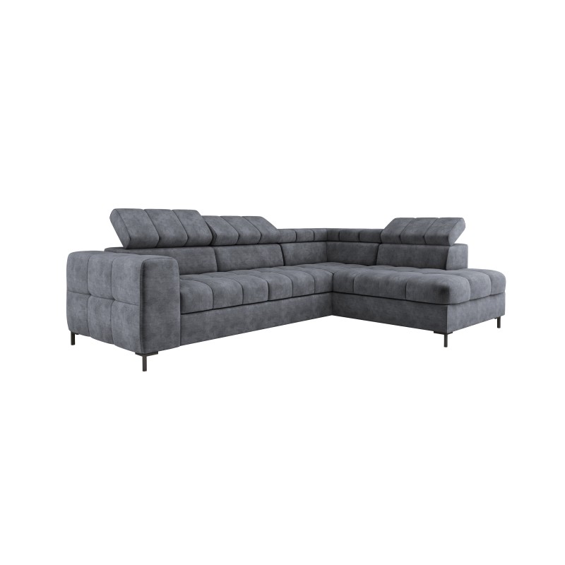 "PABLO Corner Sofa with Right-Hand L-Shape in CLOUD 91 Fabric with Adjustable Headrests and Sleep Function"
