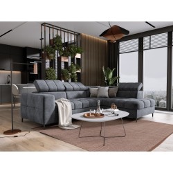 "PABLO Corner Sofa with Right-Hand L-Shape in CLOUD 91 Fabric with Adjustable Headrests and Sleep Function" "PABLO Corner Sofa with Right-Hand L-Shape in CLOUD 91 Fabric with Adjustable Headrests and Sleep Function"