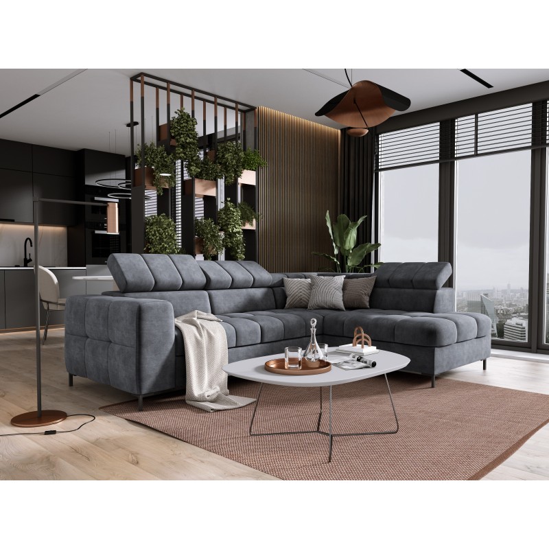 "PABLO Corner Sofa with Right-Hand L-Shape in CLOUD 91 Fabric with Adjustable Headrests and Sleep Function" "PABLO Corner Sofa with Right-Hand L-Shape in CLOUD 91 Fabric with Adjustable Headrests and Sleep Function"