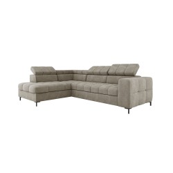 "PABLO Corner Sofa L-Layout Left Side in VOGUE 01 Fabric with Adjustable Headrests and Sleep Function"
