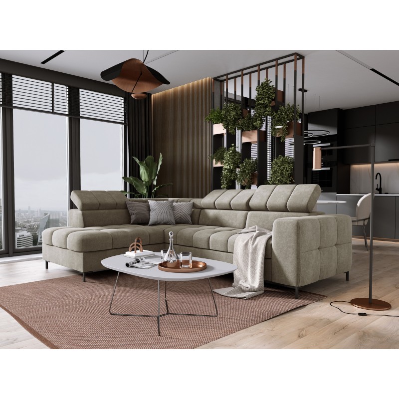 "PABLO Corner Sofa L-Layout Left Side in VOGUE 01 Fabric with Adjustable Headrests and Sleep Function" "PABLO Corner Sofa L-Layout Left Side in VOGUE 01 Fabric with Adjustable Headrests and Sleep Function"