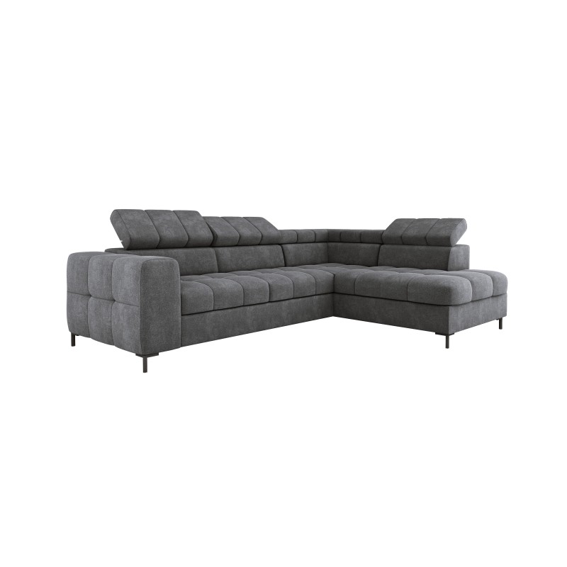 "PABLO Left-Hand L-Shaped Corner Sofa in VOGUE 16 Fabric with Adjustable Headrests and Sleep Function"