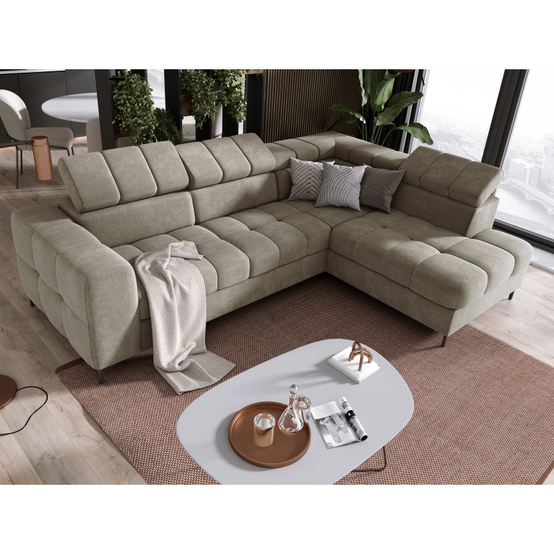 "PABLO Corner Sofa with an L-Layout, Right Side, in VOGUE 01 Fabric with Adjustable Headrests and Sleep Function" "PABLO Corner Sofa with an L-Layout, Right Side, in VOGUE 01 Fabric with Adjustable Headrests and Sleep Function"