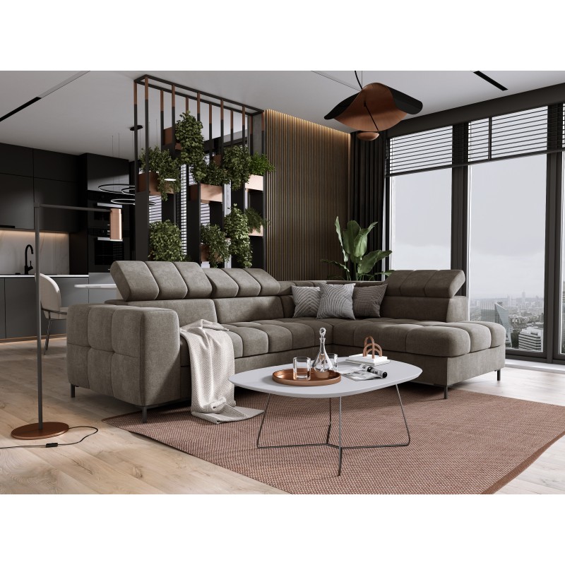 "PABLO Right-Side L-Shaped Corner Sofa in VOGUE 04 Fabric with Adjustable Headrests and Sleep Function" "PABLO Right-Side L-Shaped Corner Sofa in VOGUE 04 Fabric with Adjustable Headrests and Sleep Function"