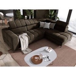 "PABLO Corner Sofa in L-Shape, Right Side, Upholstered in VOGUE 06 Fabric, with Adjustable Headrests and Sleep Function" "PABLO Corner Sofa in L-Shape, Right Side, Upholstered in VOGUE 06 Fabric, with Adjustable Headrests and Sleep Function"