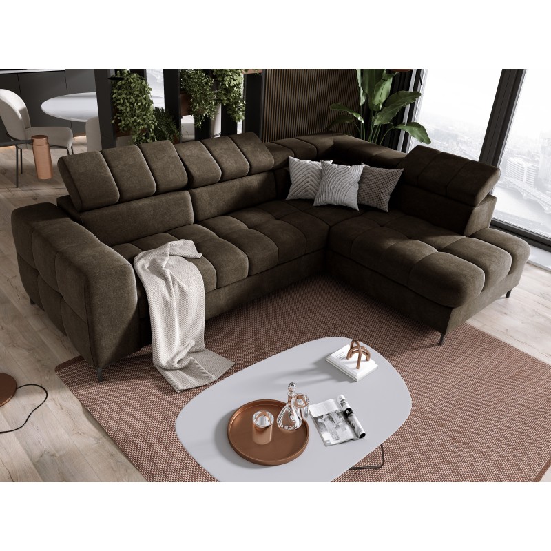 "PABLO Corner Sofa in L-Shape, Right Side, Upholstered in VOGUE 06 Fabric, with Adjustable Headrests and Sleep Function" "PABLO Corner Sofa in L-Shape, Right Side, Upholstered in VOGUE 06 Fabric, with Adjustable Headrests and Sleep Function"