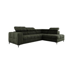 "PABLO Corner Sofa in L-Shape, Right Side in VOGUE 11 Fabric with Adjustable Headrests and Sleep Function"