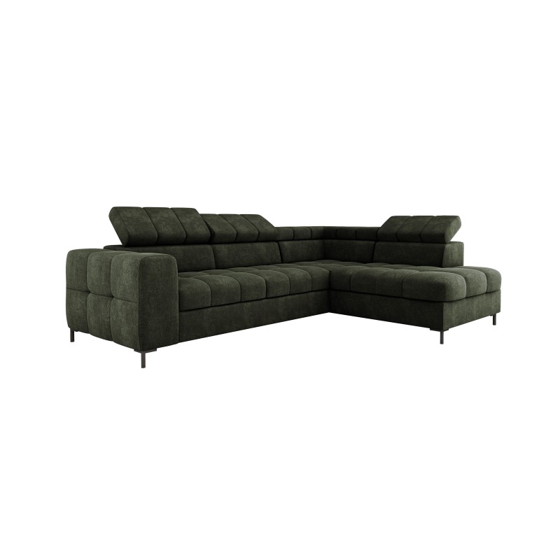 "PABLO Corner Sofa in L-Shape, Right Side in VOGUE 11 Fabric with Adjustable Headrests and Sleep Function"