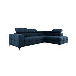 "PABLO Corner Sofa in L-Shape, Right Side, Upholstered in VOGUE 13 Fabric with Adjustable Headrests and Sleep Function"