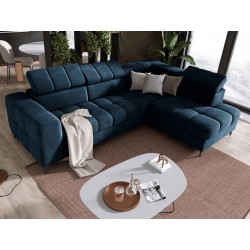 "PABLO Corner Sofa in L-Shape, Right Side, Upholstered in VOGUE 13 Fabric with Adjustable Headrests and Sleep Function" "PABLO Corner Sofa in L-Shape, Right Side, Upholstered in VOGUE 13 Fabric with Adjustable Headrests and Sleep Function"