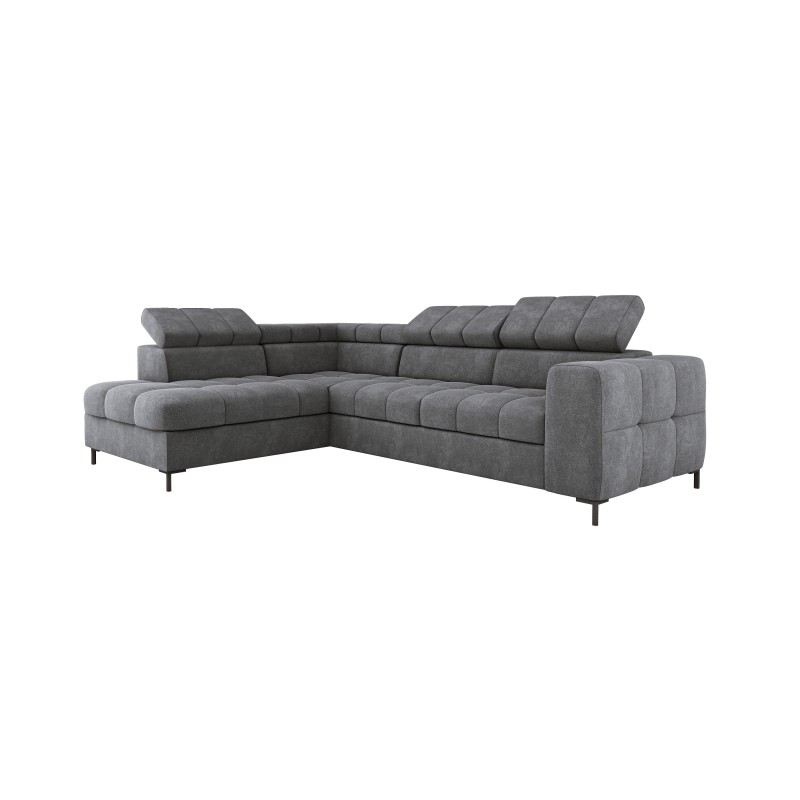 "PABLO Corner Sofa in L Layout Right Side in VOGUE 14 Fabric with Adjustable Headrests and Sleep Function"