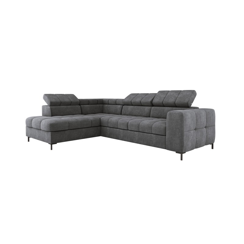 "PABLO Corner Sofa in L-Shape Configuration, Right-Side in VOGUE 16 Fabric with Adjustable Headrests and Sleep Function"