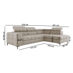 "PABLO Corner Sofa in L-Shape Configuration, Right-Side in VOGUE 16 Fabric with Adjustable Headrests and Sleep Function" "PABLO Corner Sofa in L-Shape Configuration, Right-Side in VOGUE 16 Fabric with Adjustable Headrests and Sleep Function"