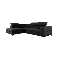 "PABLO Corner Sofa in L-Layout, Right Side, Upholstered in VOGUE 18 Fabric with Adjustable Headrests and Sleep Function"