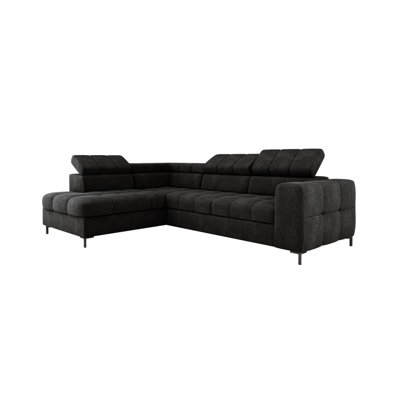 "PABLO Corner Sofa in L-Layout, Right Side, Upholstered in VOGUE 18 Fabric with Adjustable Headrests and Sleep Function"