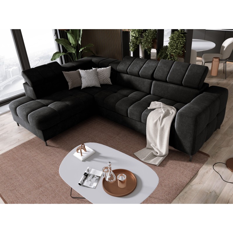 "PABLO Corner Sofa in L-Layout, Right Side, Upholstered in VOGUE 18 Fabric with Adjustable Headrests and Sleep Function" "PABLO Corner Sofa in L-Layout, Right Side, Upholstered in VOGUE 18 Fabric with Adjustable Headrests and Sleep Function"