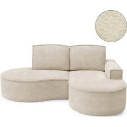 MOLLY Right-Handed Corner Sofa without Sleep Function, Free-Standing in ABRIAMO 03 Beige Fabric
