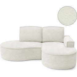 "MOLLY Right-Handed Corner Sofa without Sleep Function, Freestanding in ABRIAMO 04 White Fabric"