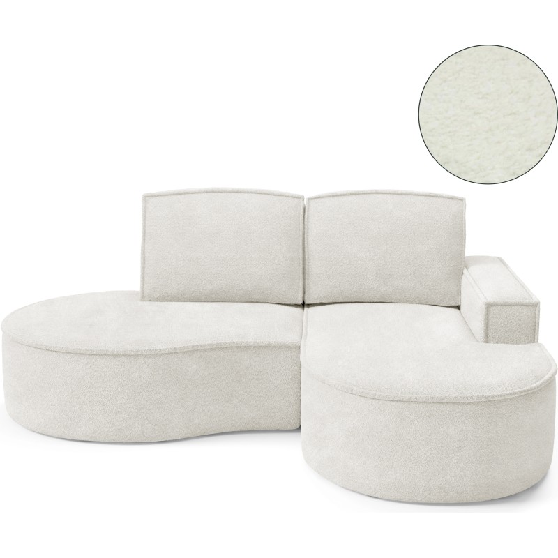 "MOLLY Right-Handed Corner Sofa without Sleep Function, Freestanding in ABRIAMO 04 White Fabric"