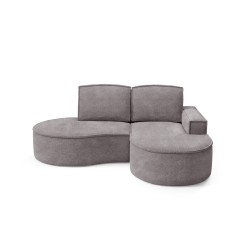 MOLLY Right-Handed Corner Sofa without Sleep Function, Free-Standing in ABRIAMO 07 Grey Fabric