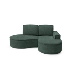 MOLLY Right-Hand Corner Sofa without Sleep Function, Freestanding ABRIAMO 09 Green Fabric