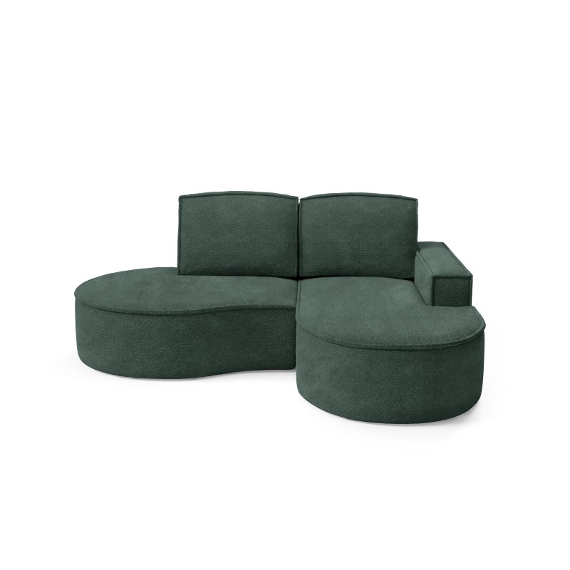 MOLLY Right-Hand Corner Sofa without Sleep Function, Freestanding ABRIAMO 09 Green Fabric