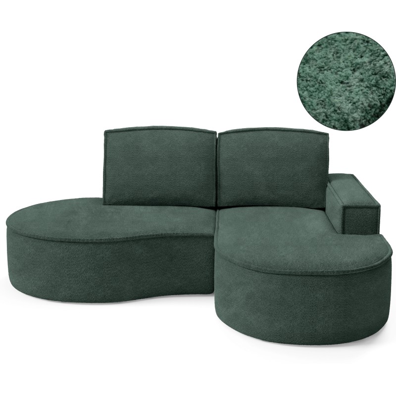MOLLY Right-Hand Corner Sofa without Sleep Function, Freestanding ABRIAMO 09 Green Fabric MOLLY Right-Hand Corner Sofa without Sleep Function, Freestanding ABRIAMO 09 Green Fabric