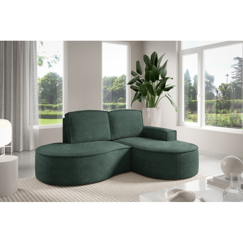 MOLLY Right-Hand Corner Sofa without Sleep Function, Freestanding ABRIAMO 09 Green Fabric MOLLY Right-Hand Corner Sofa without Sleep Function, Freestanding ABRIAMO 09 Green Fabric